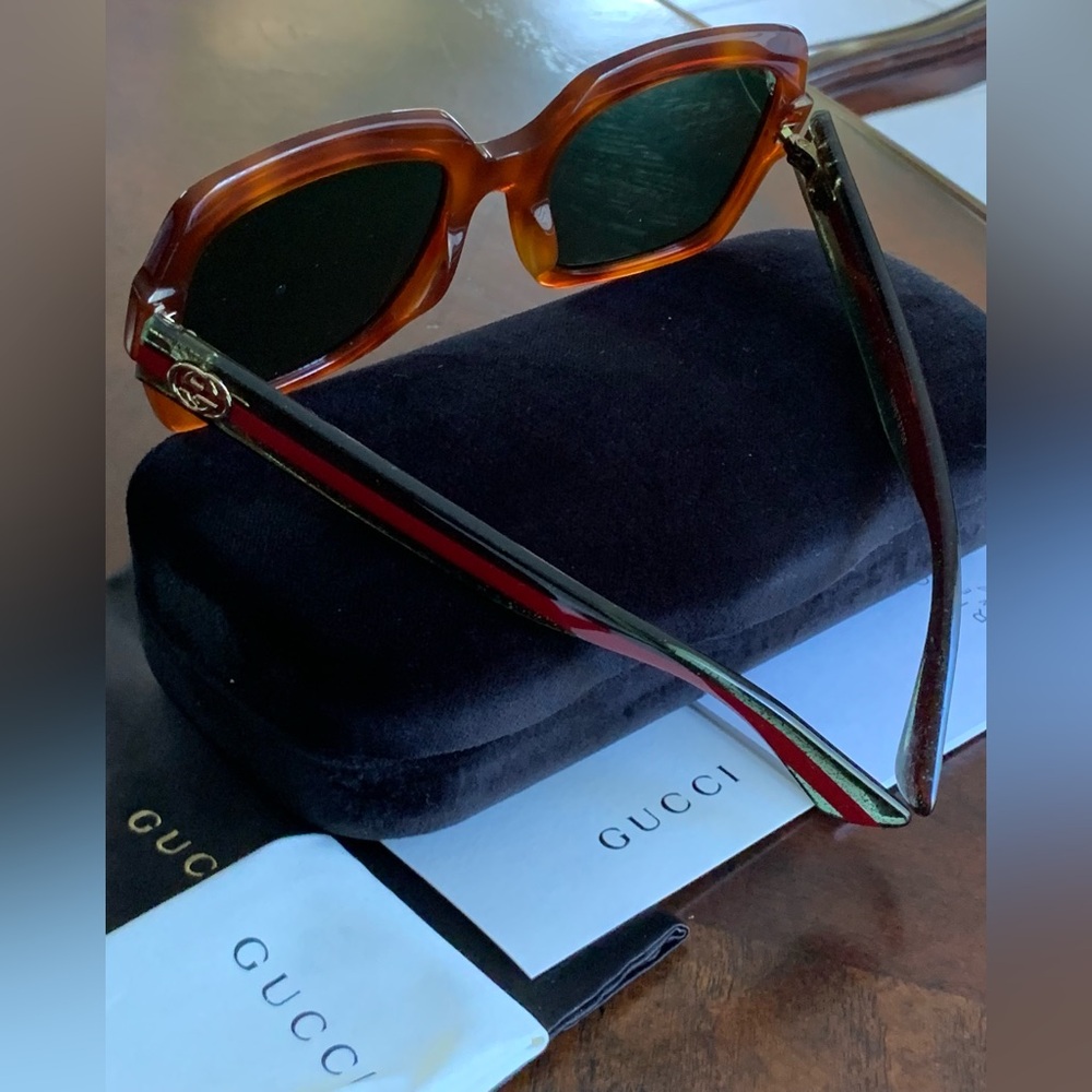 Gucci Brand New 54MM GG0036SN Cat3 Square Havana Green Sunglasses - Picture 6 of 17